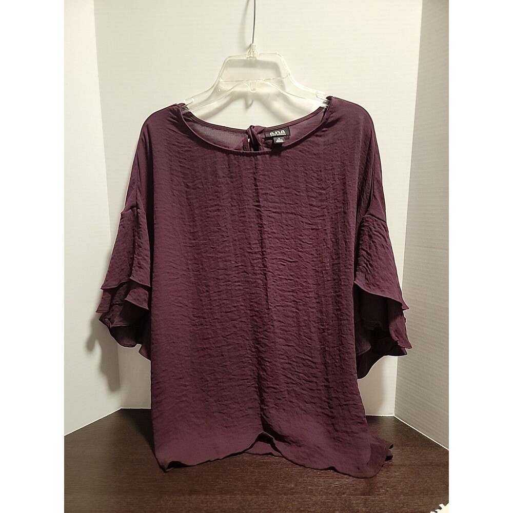 A.N.A Romantic Boho Fairy Vibes With Flounce Sleeves Plum Sz M